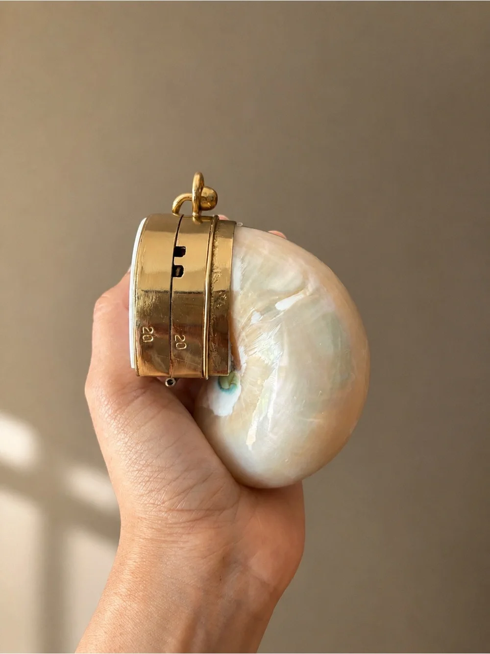 Gold and Cream Shell Clutch